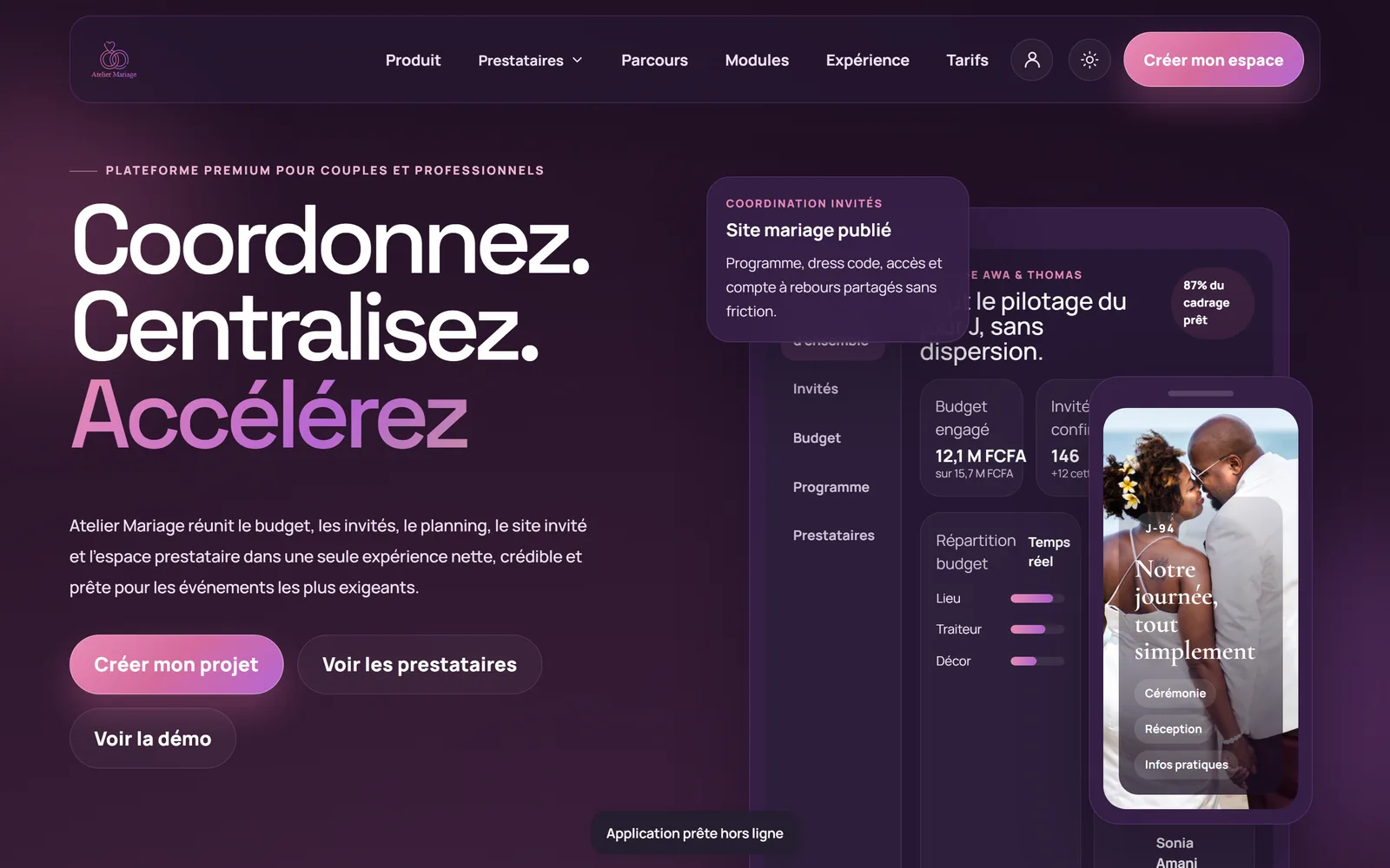 Aperçu du site Atelier Mariage
