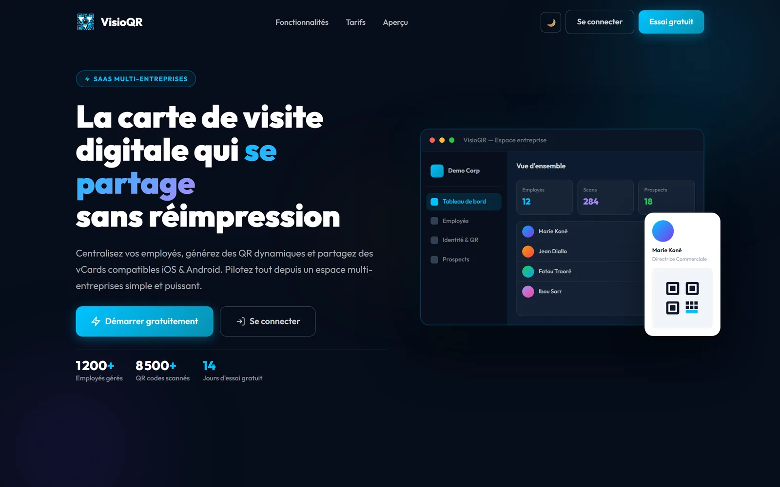Aperçu du site VisioQR